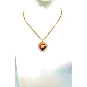 Copper tone chain with copper heart locket necklace